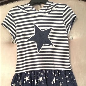 !48hr Price Drop! Blue/White Star Dress w Leggings